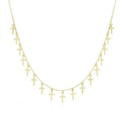 Colar Chocker pingentes de cruz