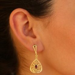 Brinco Gota Arabesco Com Zircônia