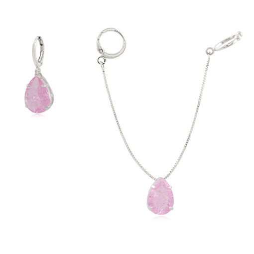Brinco com Piercing Fake Rosa