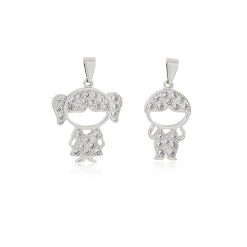 Pingente Filho Pedras banhado em ródio