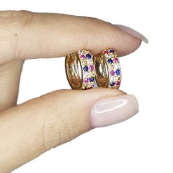 Brinco argolinha cores banhado em ouro