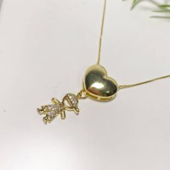 Colar Coração e Filho com Zircônia