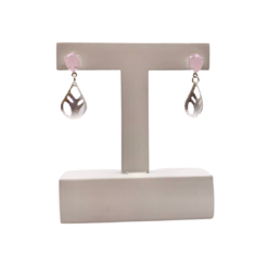 Brinco de Gota com Pedra Rosa
