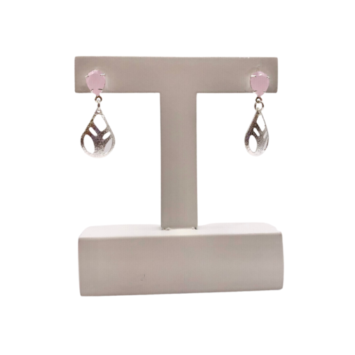 Brinco de Gota com Pedra Rosa