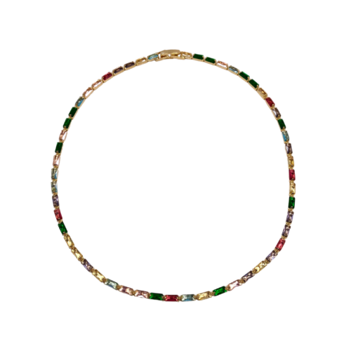 colar de zirconias colorido