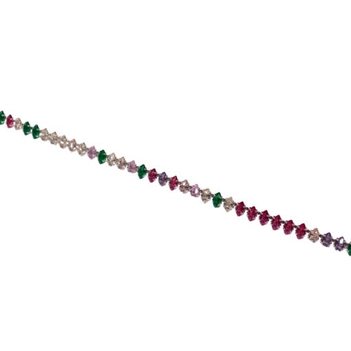 Pulseira Prata Colorida com Zircônias em Losango - Image 2