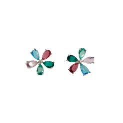 Brinco Prata de Flor Colorida