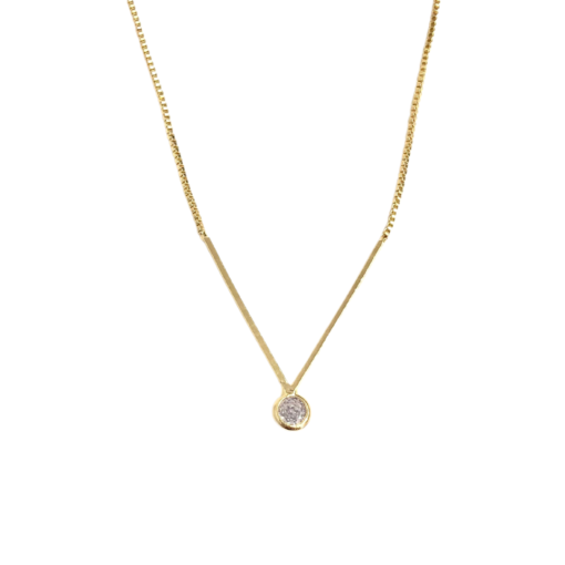 Colar Dourado em V e Zircônia