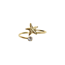 Anel Regulável com Estrela do Mar e Zircônia