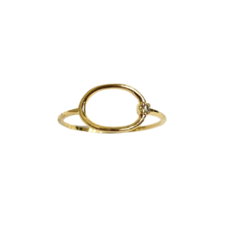 Anel Dourado Vazado e com Micro-Zircônia