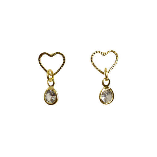 Brinco Infantil Dourado de Coração com Zircônia